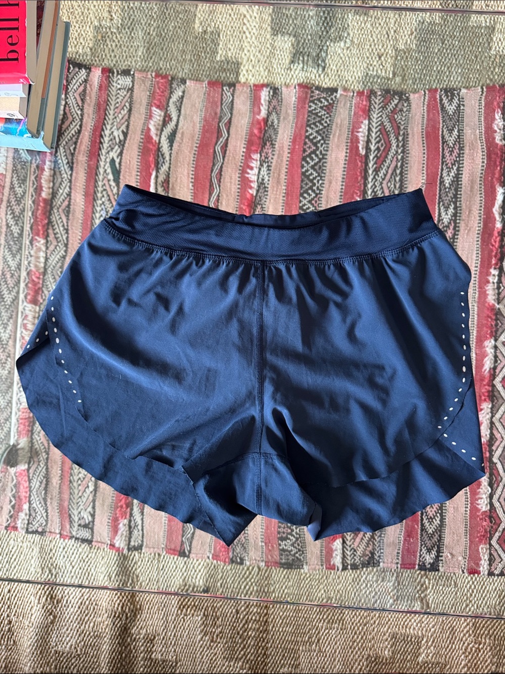 lululemon athletica Navy Fast and Free 3” HR Shorts with Reflective Dots